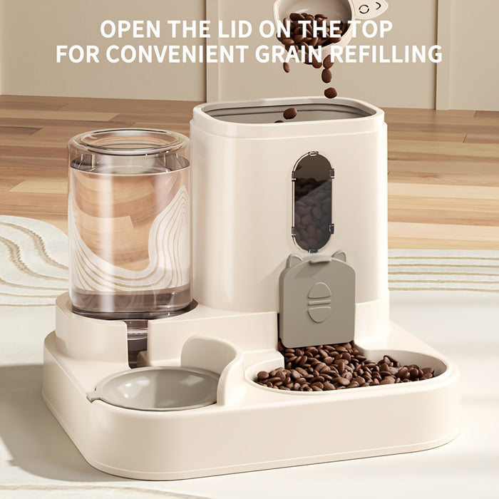 1 Set of 2-in-1 Cat Food Feeding and Watering Device, Integrating Food and Water. Cute appearance, fully automatic operation, but does not require electricity. No wireless or battery required, reasonable size, excellent mater