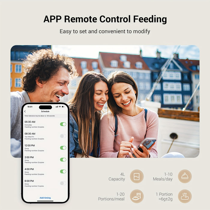Alimentador Automático para Gatos com Câmara HD - WiFi Smart App