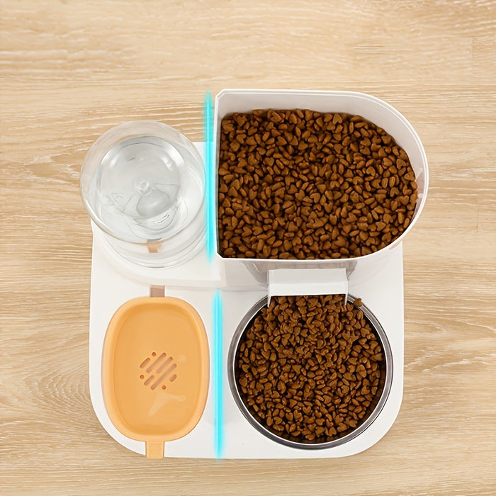 1 Set of 2-in-1 Cat Food Feeding and Watering Device, Integrating Food and Water. Cute appearance, fully automatic operation, but does not require electricity. No wireless or battery required, reasonable size, excellent mater