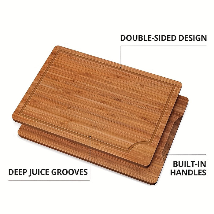 3pcs Bamboo Cutting Board Set, Wooden Thick Multipurpose Chopping Boards for Meat, Vegetables, Fruits, ldeal for Christmas, HalloweenThanksgiving, Valentine's, Mother's Day
