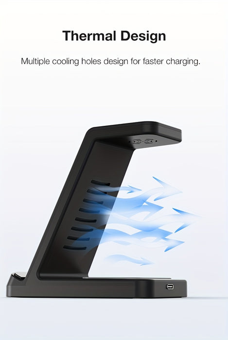 3-in-1 15W Fast Charging Station with Wireless Pad - Compatible with iPhone 16, 15, 14, 13, 12, 11, X, 8 Pro Max/Pro/Mini/Plus, iWatch Ultra10/9/8/7/6/5/4/3/2 SE, AirPods 4/3/2/Pro - Ideal for Business Gifts and Birthdays, Ai