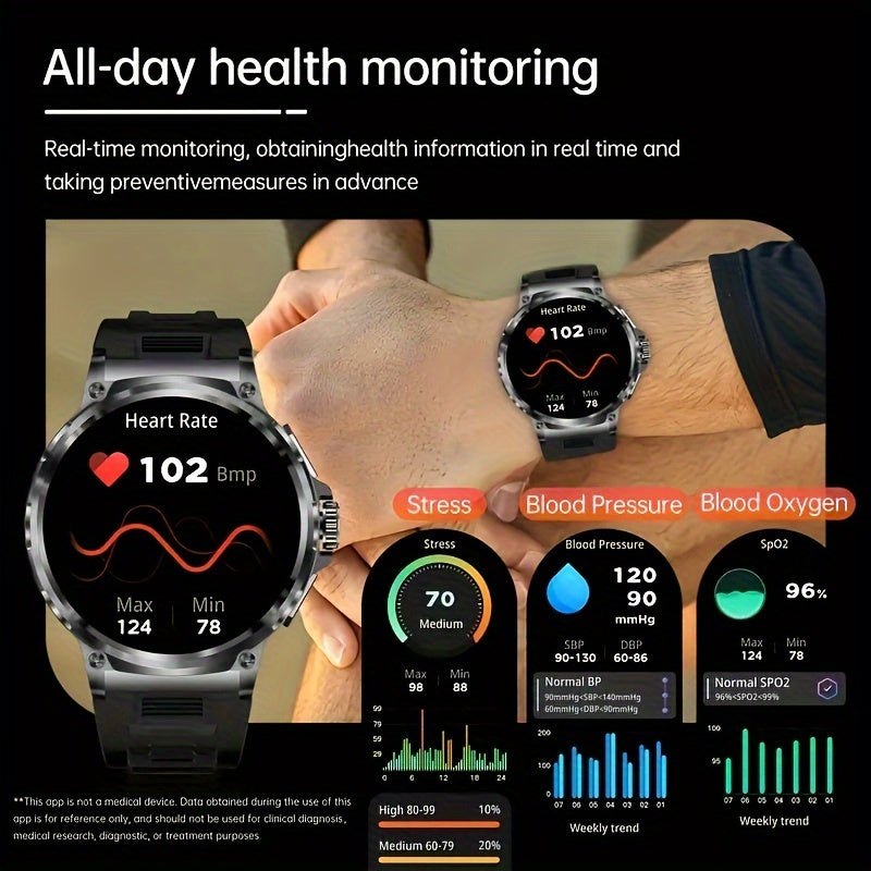2024 New Smartwatch with 4.7cm HD Touch Screen, 710mAh Long Battery Life, 100+ Sports Modes, Wireless Compatible for Android/iPhone, Wireless Calls & Messages, Pedometer, Silicone Strap, USB Charging - Fitness Tracker for Out