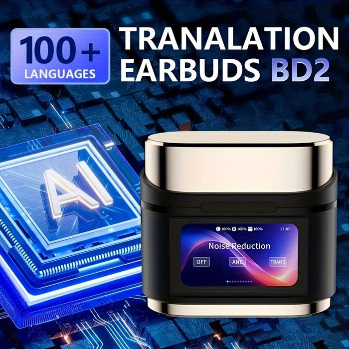 2025 new AI real-time translation Bluetooth headset, Smart LCD Touch Screen, ANC ENC Wireless Tws Earphones Noise Cancellation Headphone Digital Display Touch Screen Bluetooth Earbuds