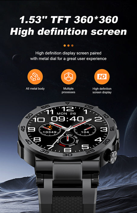 LIGE New Fashion Smartwatch 3.89 cm Screen for Men Take Photos Wireless Calls 100 Sports Modes LED Flashlight Weather Forecast Message Notification Music Playback Voice Assistant Alarm Clock Watch