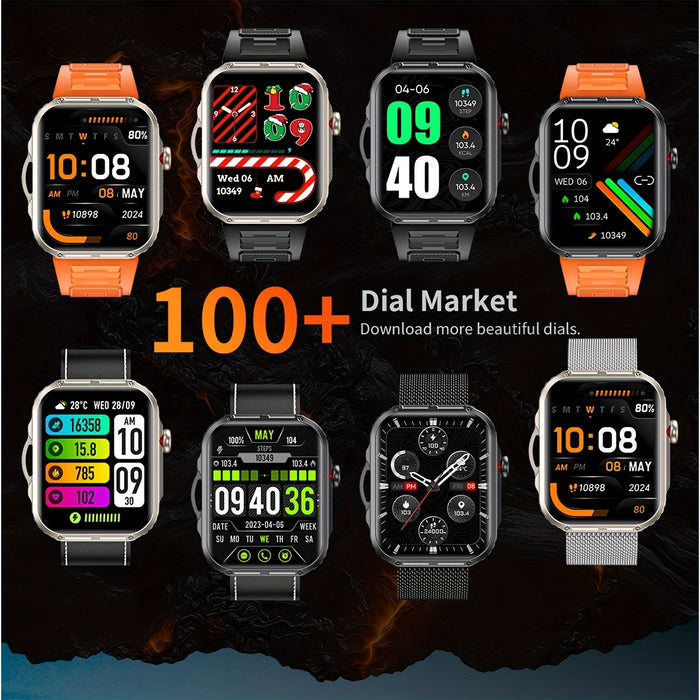 COIUSOR Men'S New 2.01-Inch Smartwatch, with Built-In LED Flashlight, Mobile Phone Synchronization Information, Wireless Calls, High Quality, Over 100 Sports Modes, Compatible with Smart Devices for Iphone And Android Phones