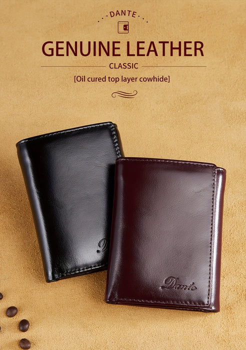 Vintage Oil Wax Layer Cowhide Men's Wallet, RFID Anti-theft Card Folding Genuine Leather Wallet, Large Capacity Multi-Card Credit Card Holder, Transparent ID Document Card Holder, 12 Bank Card Slots, 2 Transparent ID Document