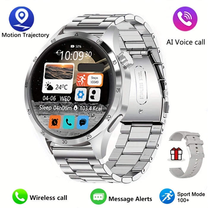2025 New GPS GT5 Pro Smart Watch for Men - 3.89cm HD Screen, Wireless Calling, 100+ Sports Modes, AI Voice Assistant, USB Charging, Outdoor Fitness Tracker with Compass, Versatile Accessory, Stylish Accessory, Sleek Metallic