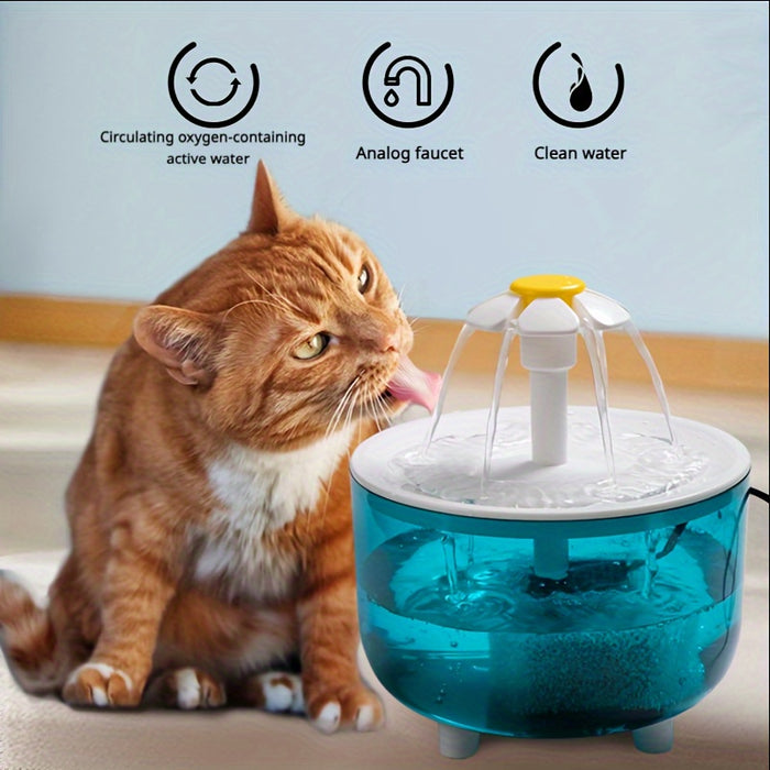 Cats and dogs pet new fountain flower water dispenser automatic cat water dispenser dog water dispenser food grade PP material, quiet operation, USB powered, safe and secure, suitable for cats and dogs large capacity
