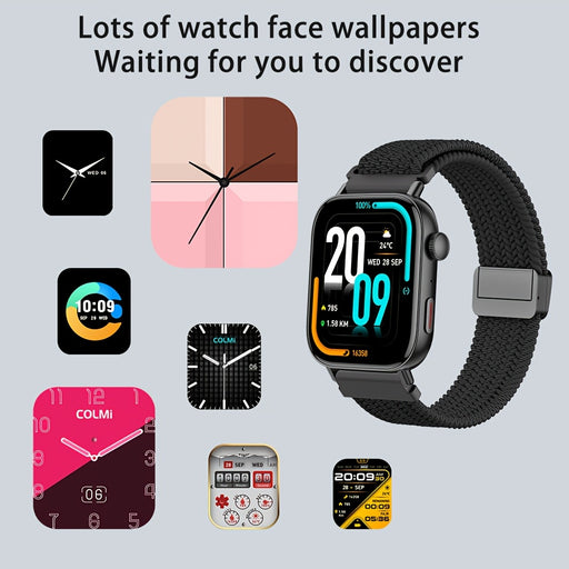 Smartwatch with Dynamic Island Message Alerts, Wireless Charging, Call/Answer/Hang Up Functionality, Silicone and Magnetic Strap, Comfortable Wear for Men & Women, Tracks Workout Time, Steps, Calories, etc, Fitness Tracking W