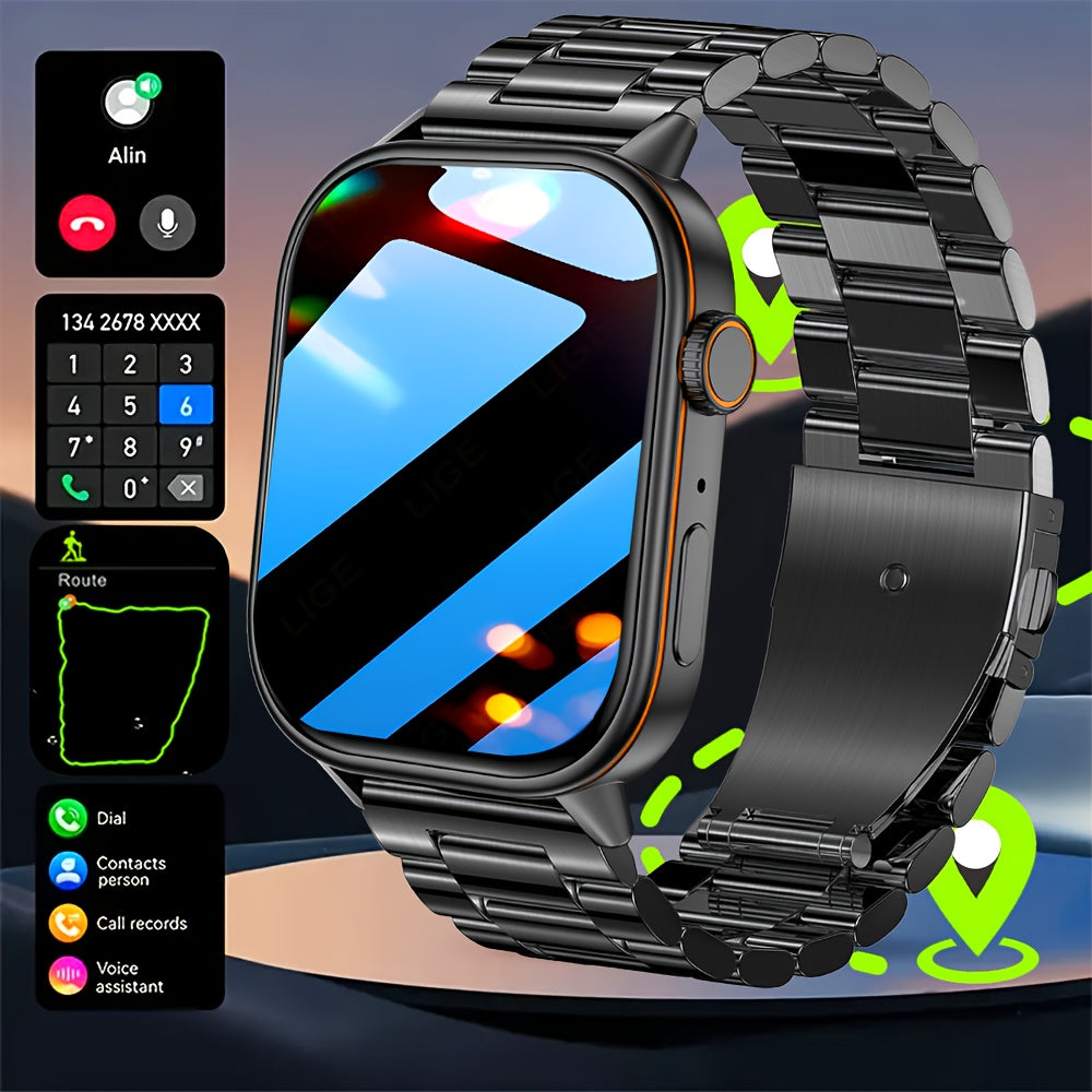 DAORKOW GPS Smartwatch - Waterproof, Stainless Steel Band, 5.11cm HD Display, 170+ Sports Modes, & Step Tracking, Wireless Calls, USB Charging, 420mAh Battery, Unisex Design - Perfect for Valentine's Day, Mother's Day, Women'
