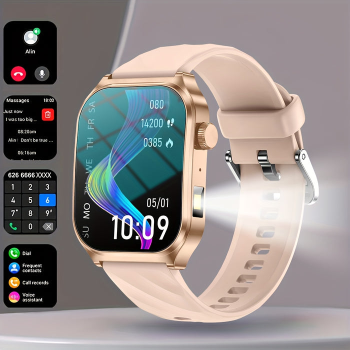 AI voice assistant high-definition touch screen - multifunctional 2.1-inch smartwatch, LED flashlight, sedentary reminder/music control, remote camera control, as well as high-quality smartwatch with wireless calling, message