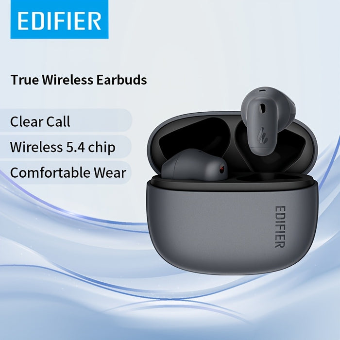 Edifier T10 AI Call Noise Reduction Earphones, Stereo Wireless Earphones, 2024 New Earphones, Wireless 5.4, Built in Microphone, Clear Call, Rechargeable 350mAh Lithium Polymer Battery, Plastic Material, No Cable Required, Su
