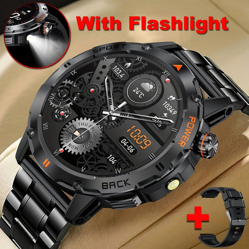 COIUSOR smartwatch features a 1.53-inch high-definition display, voice calls, real-time information synchronization with mobile phones, an LED flashlight, a compass, a 400mAh rechargeable battery, multiple sports modes, one-c