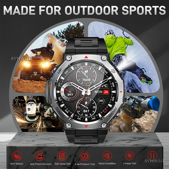 1.43" AMOLED Smartwatch - HD Resolution, 466 * 466 Pixels, 525mAh, High Quality, 5ATM, Multi-Sport Tracker, Music & Call Functionality, Supports Swimming And Diving Up to 50 meters, LED Flashlight Smart Watch for iPhone & for
