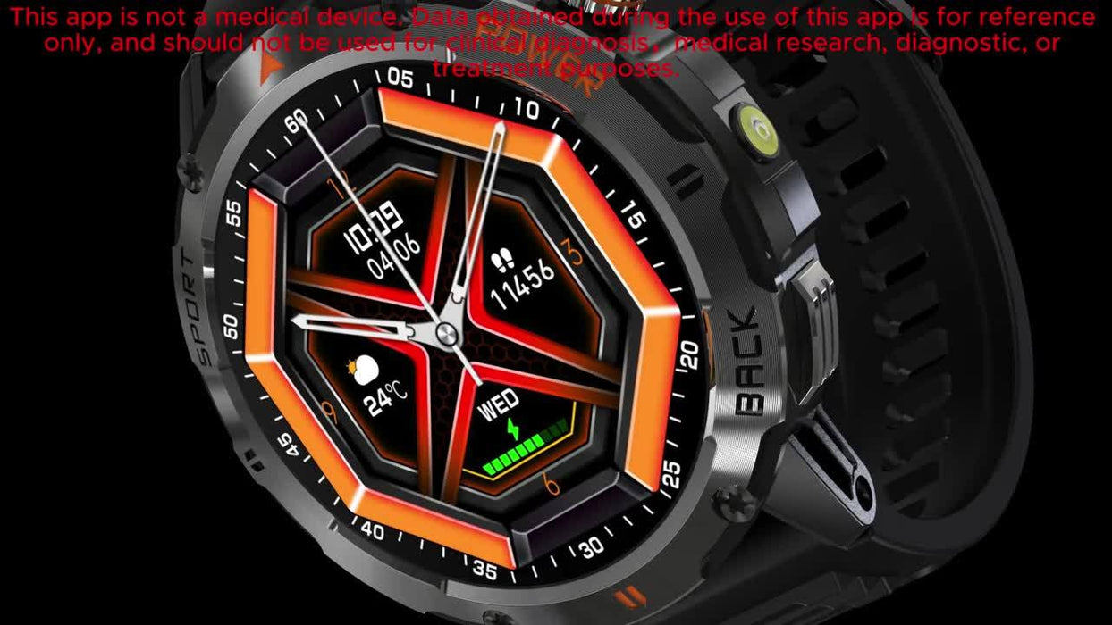 COIUSOR smartwatch features a 1.53-inch high-definition display, voice calls, real-time information synchronization with mobile phones, an LED flashlight, a compass, a 400mAh rechargeable battery, multiple sports modes, one-c
