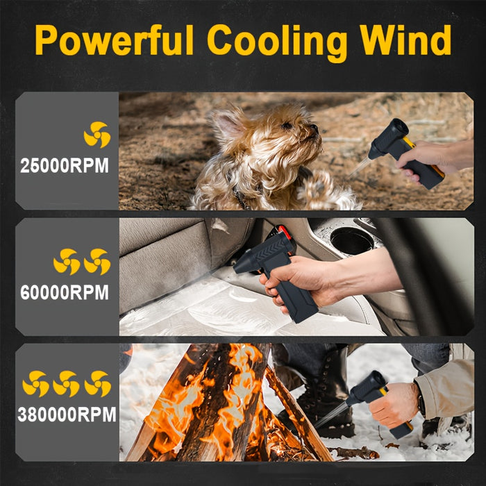 380000RPM Portable Turbo Violent Fan - 3-Speed Cordless Air Duster | 10000mAh USB-C Rechargeable | Cooling Handheld Turbo Jet Blower for Dust, Snow, Camping, Keyboard Cleaning - Ultimate Men's Gadget Gift