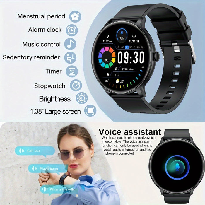 2025 Latest Round Smartwatch with Answer/Dial Features, Message Notifications, Pedometer, Calorie Tracker, Multiple Sports Modes, Alarm, Calculator, And Timer, Featuring a Silicagel Strap And Digital Display, Suitable for And