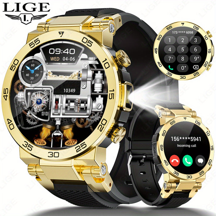 LIGE New Fashion Smartwatch 3.89 cm Screen for Men Take Photos Wireless Calls 100 Sports Modes LED Flashlight Weather Forecast Message Notification Music Playback Voice Assistant Alarm Clock Watch