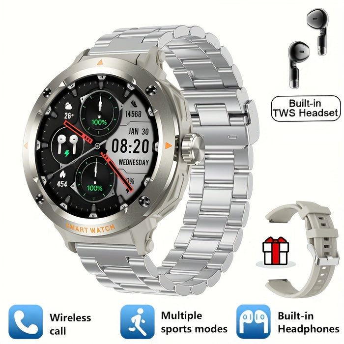2025 New 2-in-1 Wireless Earphone Smartwatch, Equipped with 5.3 Wireless Earphones, 1.46-inch High-definition Screen Smartwatch, NFC And Wireless Call Reminder Function, 100+sports Mode, USB Charging, Zinc Alloy Shell Smartwa