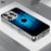 Black Apple Logo Blue Background Pattern Trendy Internet Celebrity High-Quality Texture Business Mirror Film Protection Cat Eye Electroplated Glass Design Suitable for iPhone 16 15 14 13 12 11 Exclusive Glass Phone Case, Anti