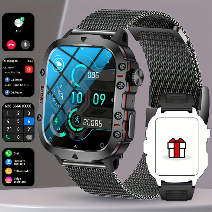 DAORKOW'S New Rugged Smartwatch for Men: Wireless Talk,, Sports Fitness AI Voice, Outdoor 100+ Sports Modes, 4.98cm TFT Screen, 8868 Watch Chip, 420mAh Rechargeable Battery, Alloy Body, Silicone Strap, 240p Resolution, USB Ch