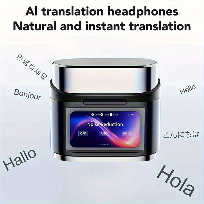 2025 new AI real-time translation Bluetooth headset, Smart LCD Touch Screen, ANC ENC Wireless Tws Earphones Noise Cancellation Headphone Digital Display Touch Screen Bluetooth Earbuds