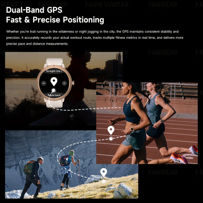 Fanwear 2025 New GPS smart watch, Men's Women's outdoor sports GPS smart watch, built-in dual-frequency GPS, built-in high-end chip: atctions 3085S compass altitude pressure 5ATM High Quality swimming, automatic recognition o
