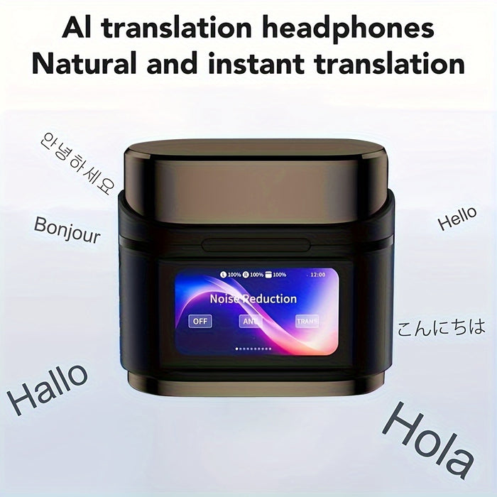 2025 new AI real-time translation Bluetooth headset, Smart LCD Touch Screen, ANC ENC Wireless Tws Earphones Noise Cancellation Headphone Digital Display Touch Screen Bluetooth Earbuds