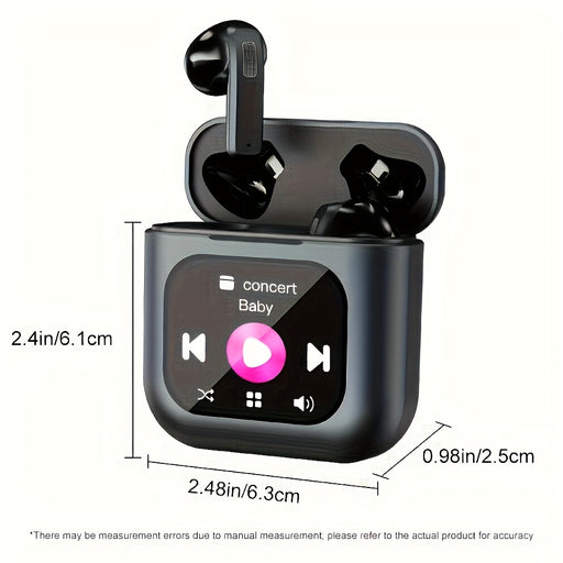 5.3 Multifunctional Touch Screen Earbuds Wireless Noise Cancelling Headphones, 8 Hours Playback Time, Smart Touch Charging Case with Built-in SD Card and MP3 Playback Function, Suitable for Running, Exercise, Travel