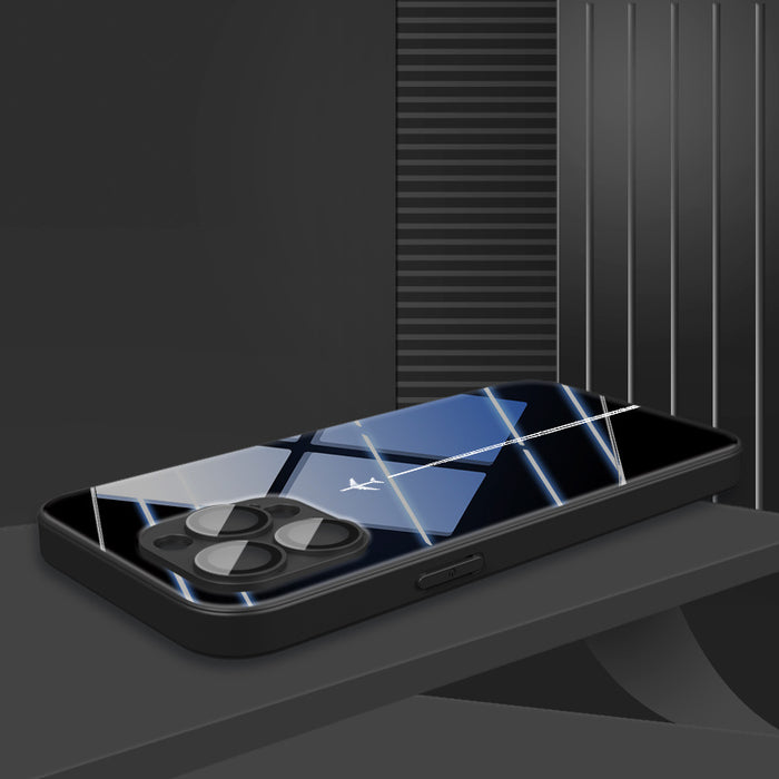 Minimalist Black Sky Airplane Contrail Pattern with Lens Protection Phone Case for Iphone Models 16/16Pro/16Promax/16Plus/15/15Plus/15Pro/15Promax, 14/14Plus/14Pro/14Promax, 13/13Pro/13Promax, 12/12Pro/12Promax, 11/11Pro/11Pr
