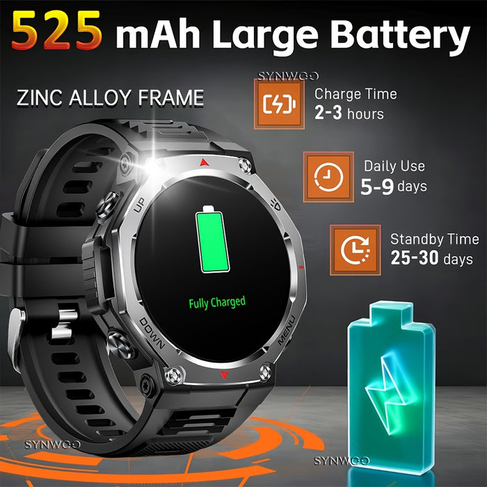 1.43" AMOLED Smartwatch - HD Resolution, 466 * 466 Pixels, 525mAh, High Quality, 5ATM, Multi-Sport Tracker, Music & Call Functionality, Supports Swimming And Diving Up to 50 meters, LED Flashlight Smart Watch for iPhone & for
