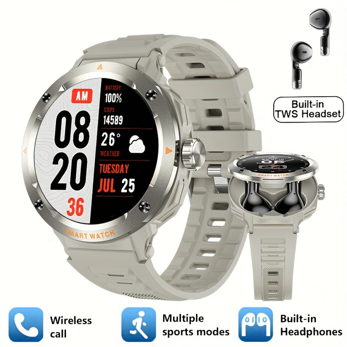 2025 New 2-in-1 Wireless Earphone Smartwatch, Equipped with 5.3 Wireless Earphones, 1.46-inch High-definition Screen Smartwatch, NFC And Wireless Call Reminder Function, 100+sports Mode, USB Charging, Zinc Alloy Shell Smartwa