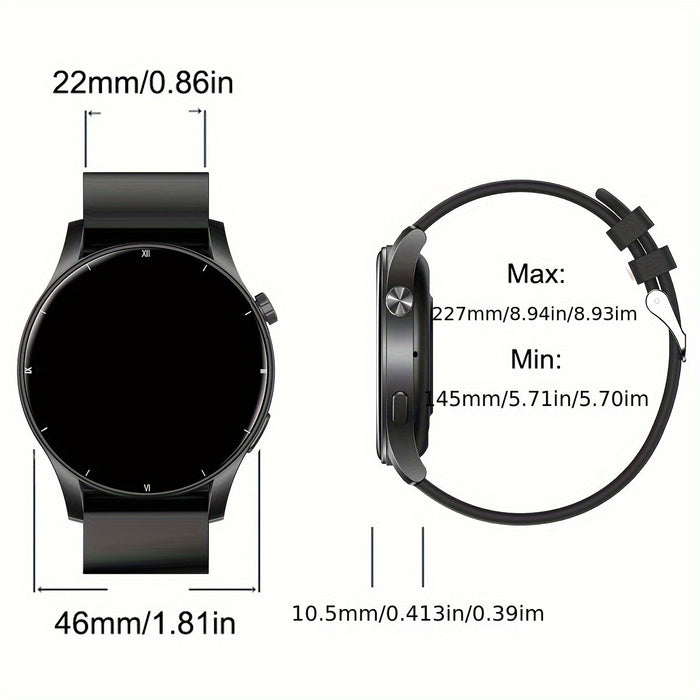 Coiusor Smartwatch for Men -, Touch Screen, Wireless Connectivity, 300mAh Rechargeable Battery, USB Charging, Silicone Band