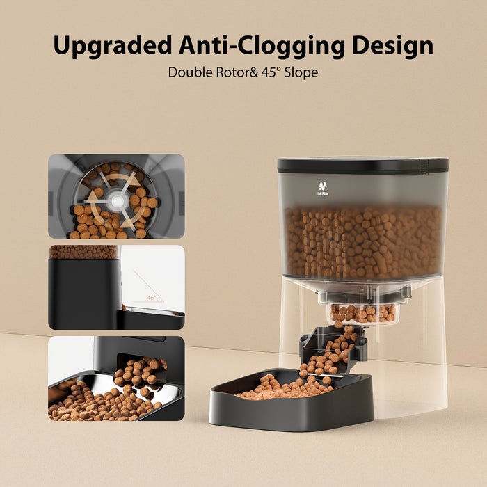 Automatic Cat Feeders with Camera: HD Video Pet Feeder with Voice Recorder& Motion Detection- 2.4G WiFi Smart App Control Auto Feeder- Timed Cat Food Dispenser with 2-Way Audio for Cat and Dog, Up to 10 Meals per Day