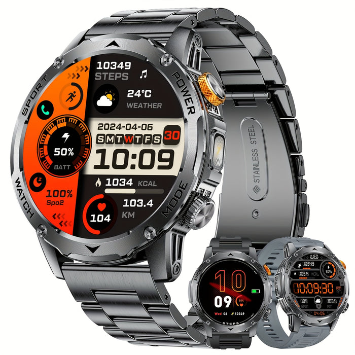 LIGE Men'S Smart Watch with 1000mAh Battery, Wireless Calls, Sleep Monitor, 1, 17.78cm Round Screen, LED Flashlight, 120+ Sports Modes, Fitness Tracker, IPX8 Waterproof, Compatible with Android & for iPhone