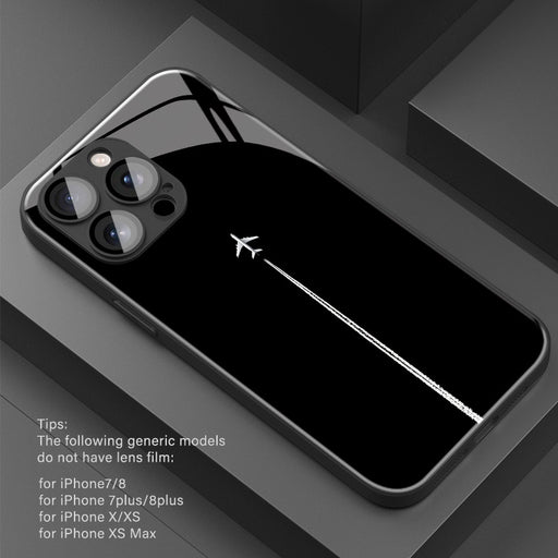Minimalist Black Sky Airplane Contrail Pattern with Lens Protection Phone Case for Iphone Models 16/16Pro/16Promax/16Plus/15/15Plus/15Pro/15Promax, 14/14Plus/14Pro/14Promax, 13/13Pro/13Promax, 12/12Pro/12Promax, 11/11Pro/11Pr