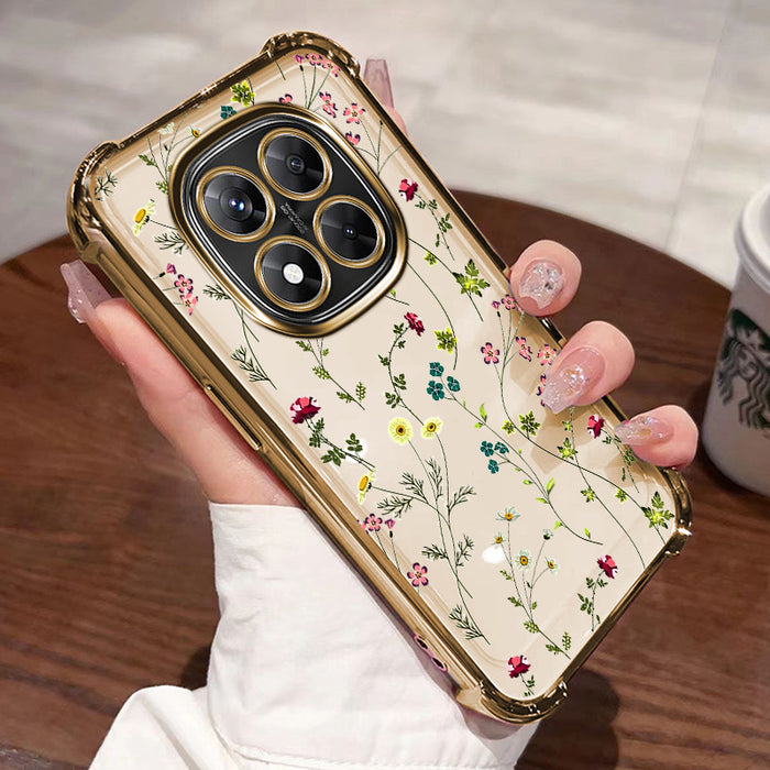 Electroplated Four-Corner Protection for Redmi Note 14 Pro + 5G Note 14 14 Pro Glossy Edge Transparent Shockproof Phone Case