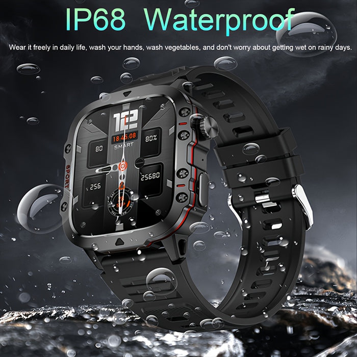 DAORKOW'S New Rugged Smartwatch for Men: Wireless Talk,, Sports Fitness AI Voice, Outdoor 100+ Sports Modes, 4.98cm TFT Screen, 8868 Watch Chip, 420mAh Rechargeable Battery, Alloy Body, Silicone Strap, 240p Resolution, USB Ch