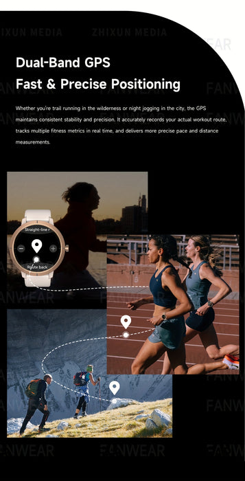 Fanwear 2025 New GPS smart watch, Men's Women's outdoor sports GPS smart watch, built-in dual-frequency GPS, built-in high-end chip: atctions 3085S compass altitude pressure 5ATM High Quality swimming, automatic recognition o