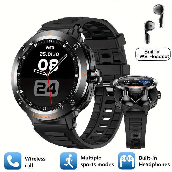 2025 New 2-in-1 Wireless Earphone Smartwatch, Equipped with 5.3 Wireless Earphones, 1.46-inch High-definition Screen Smartwatch, NFC And Wireless Call Reminder Function, 100+sports Mode, USB Charging, Zinc Alloy Shell Smartwa