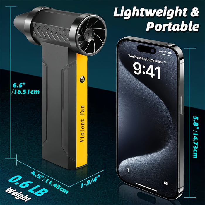 380000RPM Portable Turbo Violent Fan - 3-Speed Cordless Air Duster | 10000mAh USB-C Rechargeable | Cooling Handheld Turbo Jet Blower for Dust, Snow, Camping, Keyboard Cleaning - Ultimate Men's Gadget Gift