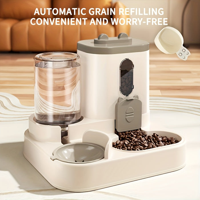 1 Set of 2-in-1 Cat Food Feeding and Watering Device, Integrating Food and Water. Cute appearance, fully automatic operation, but does not require electricity. No wireless or battery required, reasonable size, excellent mater