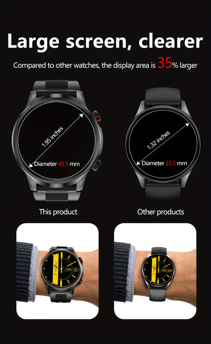 2025 New GPS Tracking Smartwatch, 1, 95-inch HD Large Screen, 500mAh Large Capacity Battery, Built-in 5, 2/3, 0 Dual Wireless Chip, Supports Wireless Calling, Multiple Sports Modes, Suitable for iPhone and Android, Zinc Alloy
