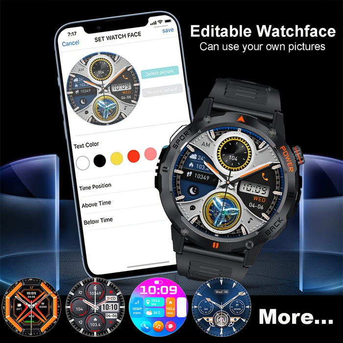 COIUSOR smartwatch features a 1.53-inch high-definition display, voice calls, real-time information synchronization with mobile phones, an LED flashlight, a compass, a 400mAh rechargeable battery, multiple sports modes, one-c