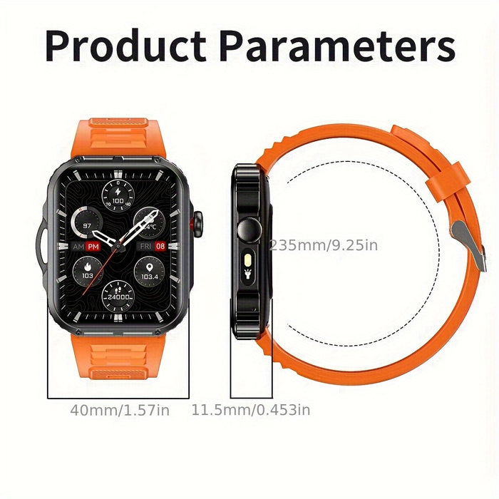COIUSOR Men'S New 2.01-Inch Smartwatch, with Built-In LED Flashlight, Mobile Phone Synchronization Information, Wireless Calls, High Quality, Over 100 Sports Modes, Compatible with Smart Devices for Iphone And Android Phones