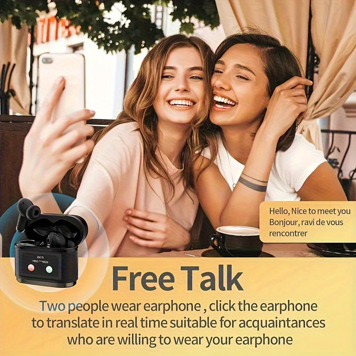 2025 new AI real-time translation Bluetooth headset, Smart LCD Touch Screen, ANC ENC Wireless Tws Earphones Noise Cancellation Headphone Digital Display Touch Screen Bluetooth Earbuds