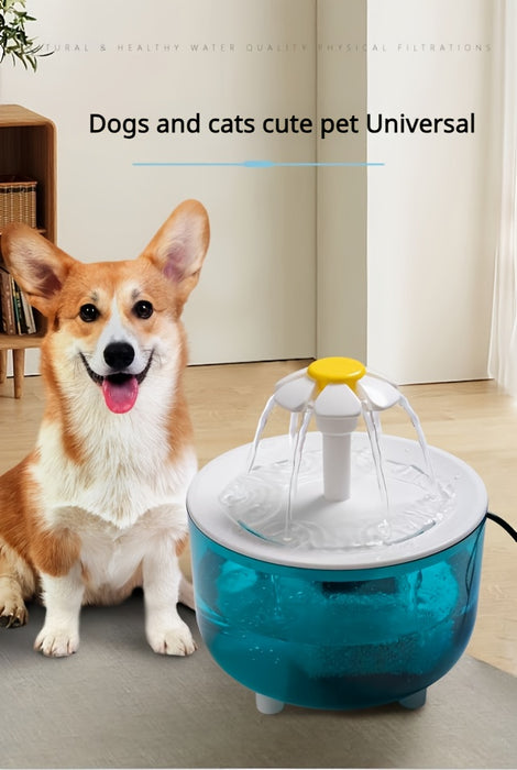 Cats and dogs pet new fountain flower water dispenser automatic cat water dispenser dog water dispenser food grade PP material, quiet operation, USB powered, safe and secure, suitable for cats and dogs large capacity