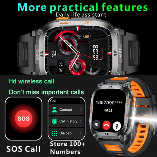 DAORKOW GPS Smartwatch - High Quality, Stainless Steel Strap, 5.11cm HD Display, 170+ Sports Modes & Step Tracking, Wireless Calling, USB Charging, 630mAh Battery, Unisex Design - Perfect Gift for Valentine'S Day, Mother'S Da