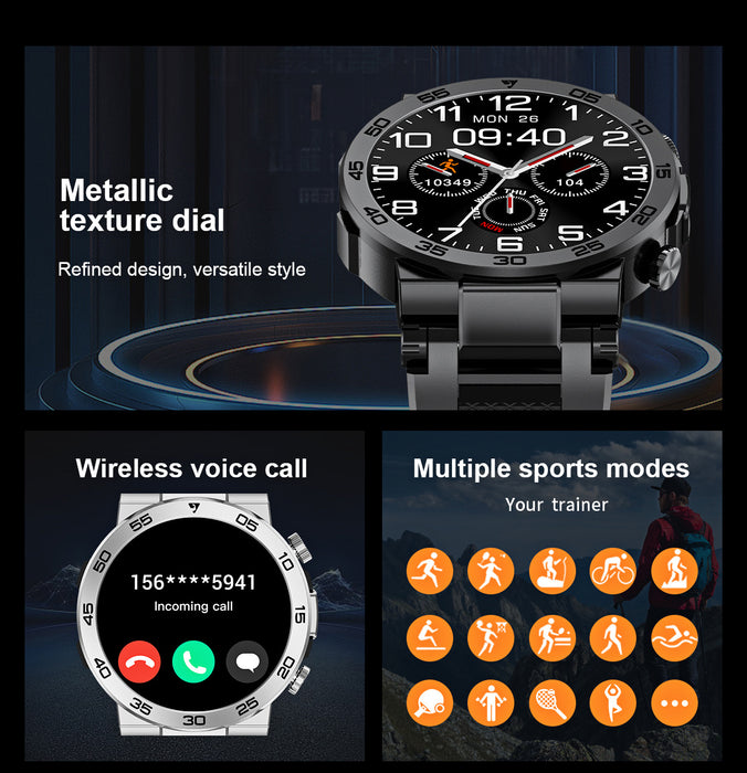 LIGE New Fashion Smartwatch 3.89 cm Screen for Men Take Photos Wireless Calls 100 Sports Modes LED Flashlight Weather Forecast Message Notification Music Playback Voice Assistant Alarm Clock Watch