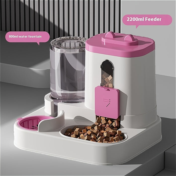 A Two-In-One Device Commonly Used for Feeding Cats And Providing Water, Combining Food And Water in One Unit. It Includes an Automatic Cat Feeder, Feeding And Watering Tools for Cats, Cat Water Dispensers, Bowls And Dishes fo
